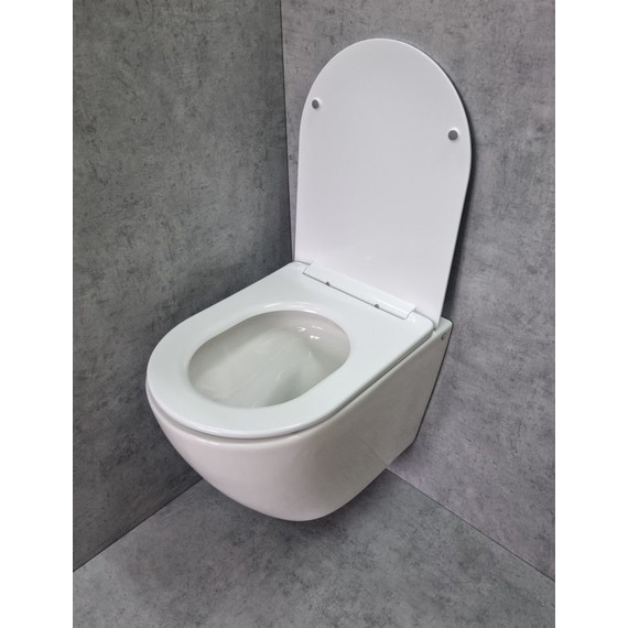 Унитаз подвесной CeramaLux Rimless TR2196 с крышкой микролифт (Система смыва торнадо) - фото, картинка 8 Унитаз подвесной CeramaLux Rimless TR2196 с крышкой микролифт (Система смыва торнадо) - фото 8