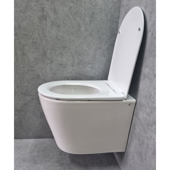 Унитаз подвесной CeramaLux Rimless TR5178 с крышкой микролифт (Система смыва торнадо), Цвет производителя: белый - фото, картинка 5 Унитаз подвесной CeramaLux Rimless TR5178 с крышкой микролифт (Система смыва торнадо), Цвет производителя: белый - фото 5