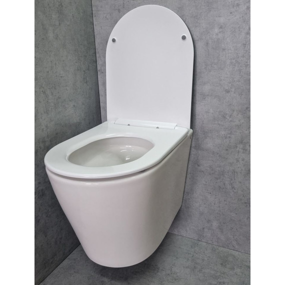 Унитаз подвесной CeramaLux Rimless TR5178 с крышкой микролифт (Система смыва торнадо), Цвет производителя: белый - фото, картинка 6 Унитаз подвесной CeramaLux Rimless TR5178 с крышкой микролифт (Система смыва торнадо), Цвет производителя: белый - фото 6