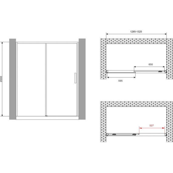 Душевая дверь Abber Komfort 130 см AG93130B (стекло 8 мм), черный/прозрачное - фото 3