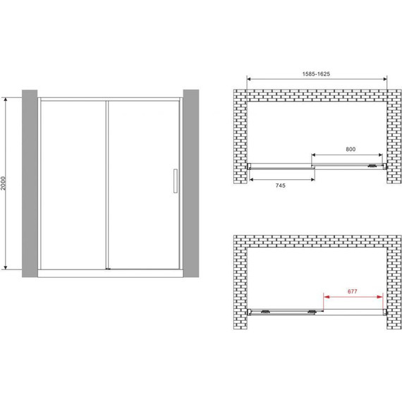 Душевая дверь Abber Komfort 160 см AG93160 (стекло 8 мм), хром/прозрачное - фото 3