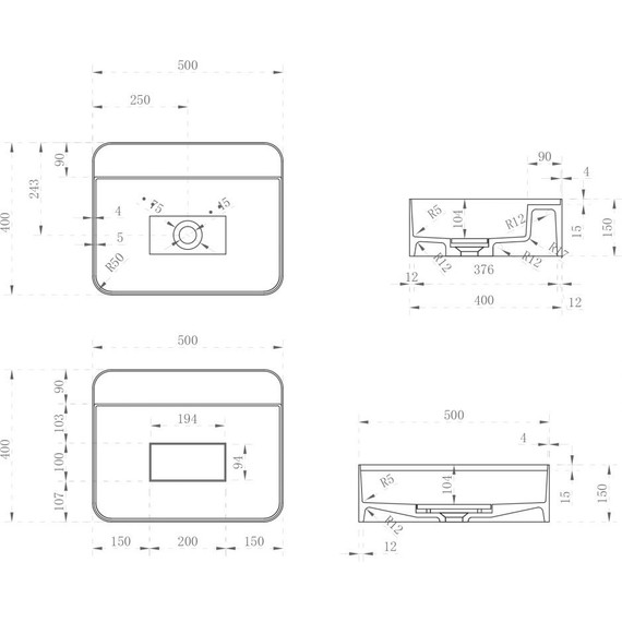 Раковина подвесная Abber Stein 50 см AS2626, белый матовый - фото 5