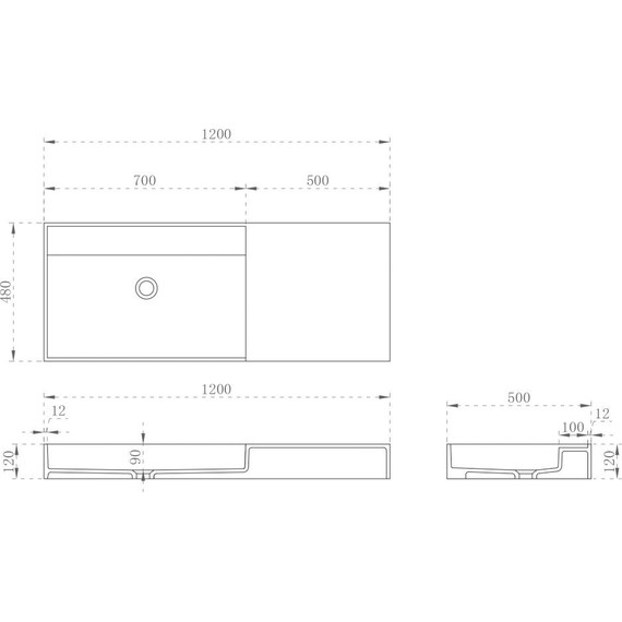 Раковина подвесная Abber Stein 120 см AS2628, белый матовый - фото 4