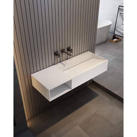 Раковина подвесная Abber Stein 100 см AS2640-1.0 L, белый матовый - фото 2