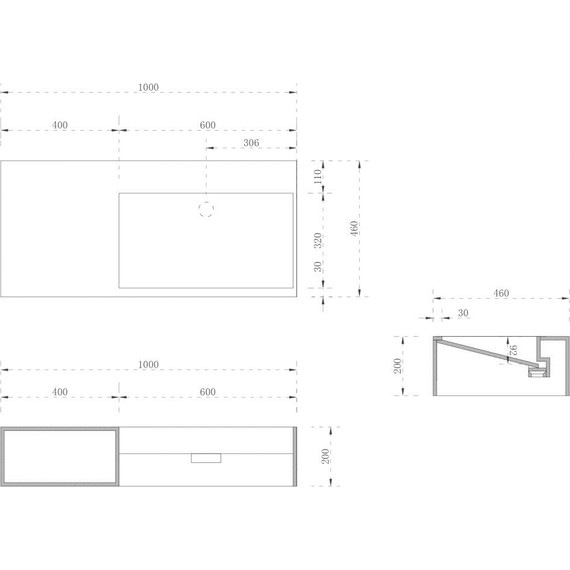Раковина подвесная Abber Stein 100 см AS2640-1.0 L, белый матовый - фото 6