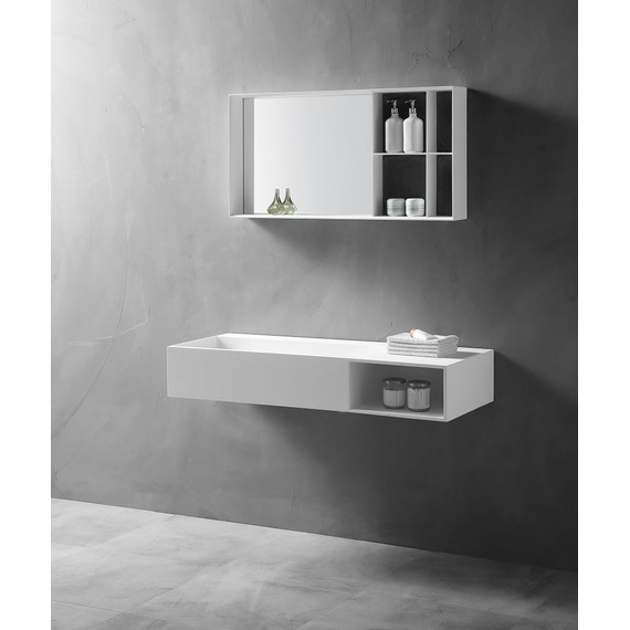 Раковина подвесная Abber Stein 100 см AS2640-1.0 R, белый матовый - фото 3