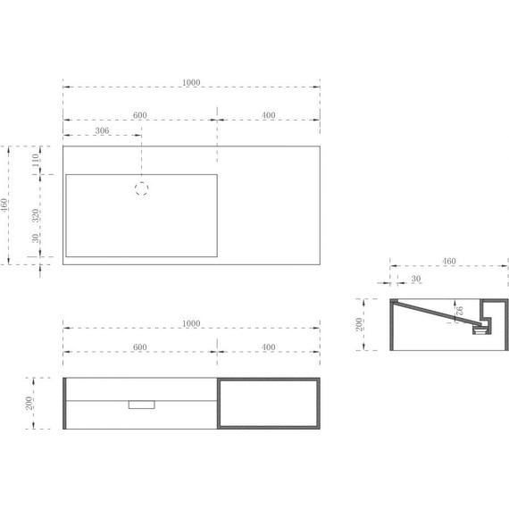 Раковина подвесная Abber Stein 100 см AS2640-1.0 R, белый матовый - фото 6