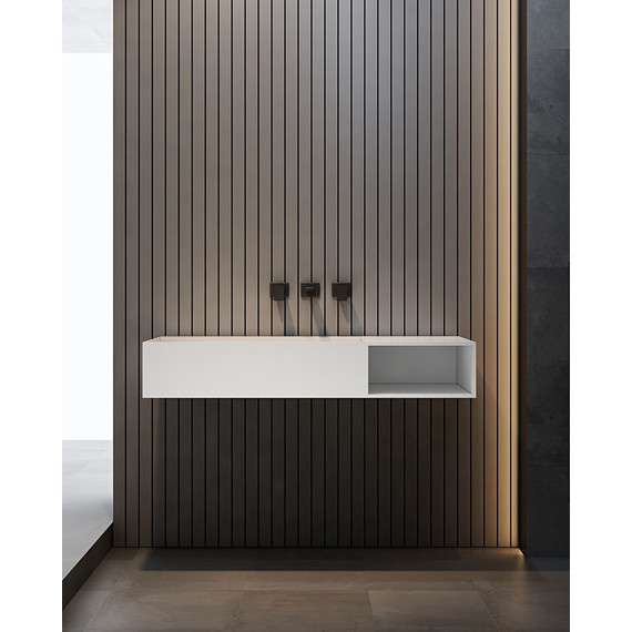 Раковина подвесная Abber Stein 120 см AS2640-1.2 R, белый матовый - фото 5