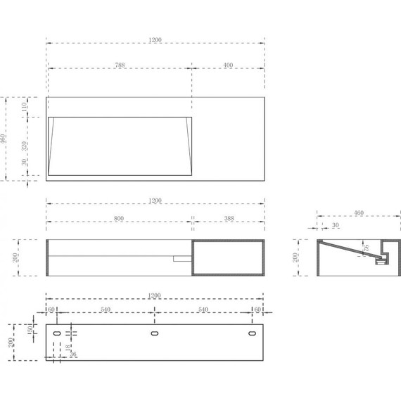 Раковина подвесная Abber Stein 120 см AS2640-1.2 R, белый матовый - фото 6