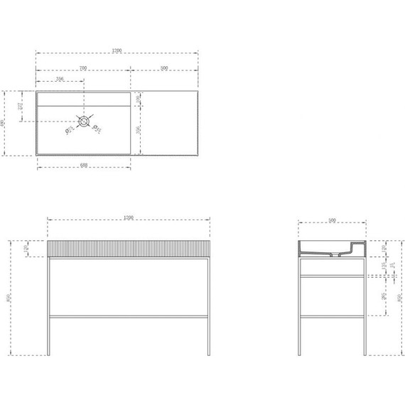 Раковина с консолью Abber Stein 120 см AS2647, белый матовый - фото 5