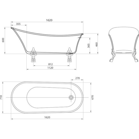 Ванна отдельностоящая Grossman Retro 162x71 см GR-1002 - фото 8