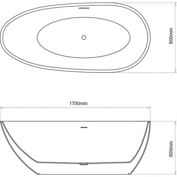 Ванна отдельностоящая Grossman Fly 170x80 см GR-1102, Размер - мм: 1700х800 - фото 7