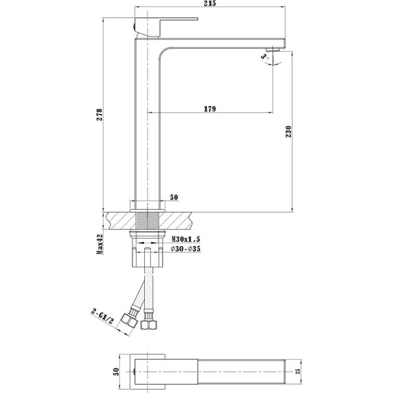 Смеситель для раковины высокий Vincea Cube VBF-1C02BG, брашированное золото - фото 3