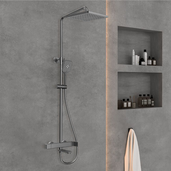 Душевая стойка Vincea Cube VSFS-1C1GM, вороненая сталь - фото 3