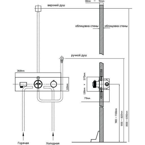 Душевая система для душа с термостатом Vincea Inspire VSFW-422TI1MB, черный - фото 10