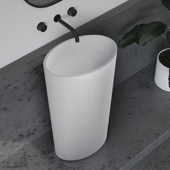 Раковина напольная Abber Stein 50 см AS2504-H, белый матовый - фото 