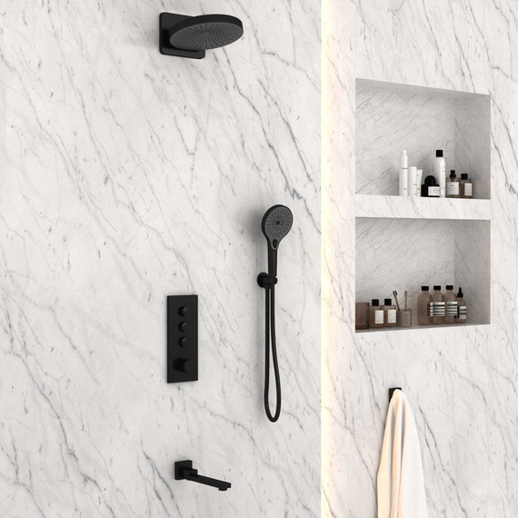 Душевая система для ванны с термостатом Vincea Inspire VSFW-433TI1MB. черный - фото 3