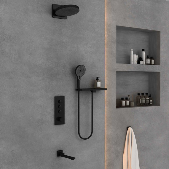 Душевая система для ванны с термостатом Vincea Inspire VSFW-433TI2RMB, черный - фото 3