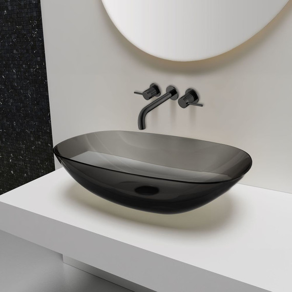 Смеситель для раковины настенный Vincea Groove VBFW-4G1MB, черный - фото 2