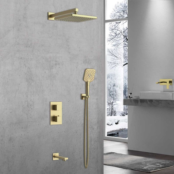 Душевая система для ванны с термостатом Vincea Next VSFW-1N3TBG, брашированное золото - фото 2