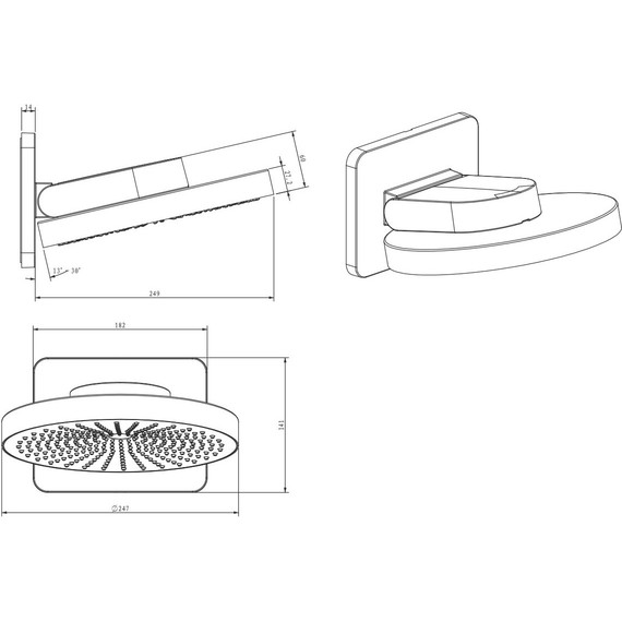 Верхний душ Vincea Inspire 247x247 мм VSHD-3I1CCH - фото 2
