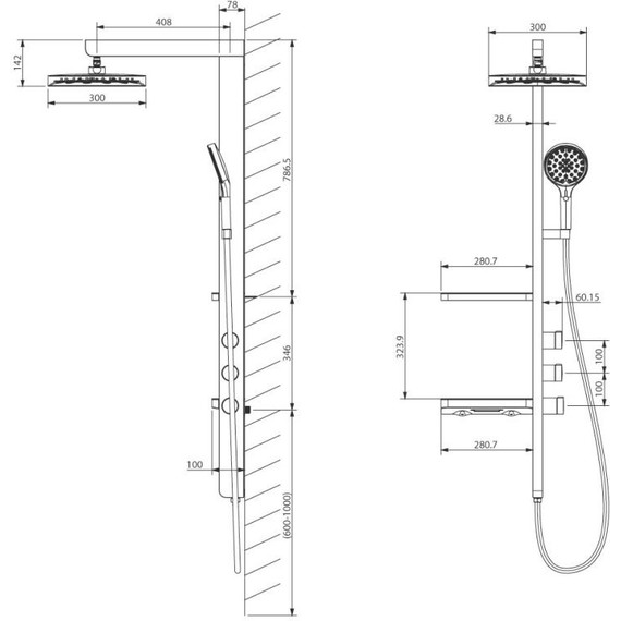 Душевая стойка Vincea Inspire VSFS-3I11GM, вороненая сталь - фото 7