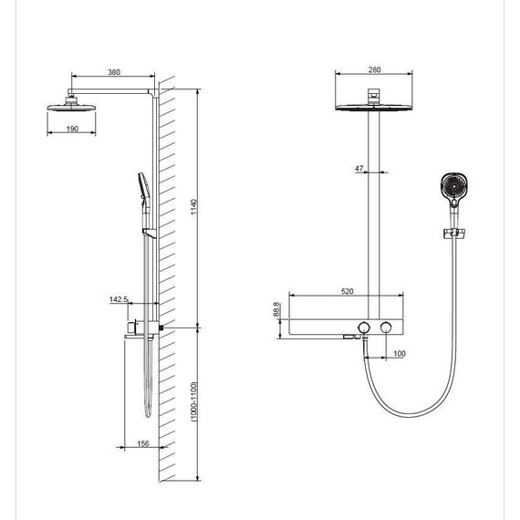 Душевая стойка с термостатом Vincea Inspire VSFS-3I13TGM, вороненая сталь - фото, картинка 7 Душевая стойка с термостатом Vincea Inspire VSFS-3I13TGM, вороненая сталь - фото 7