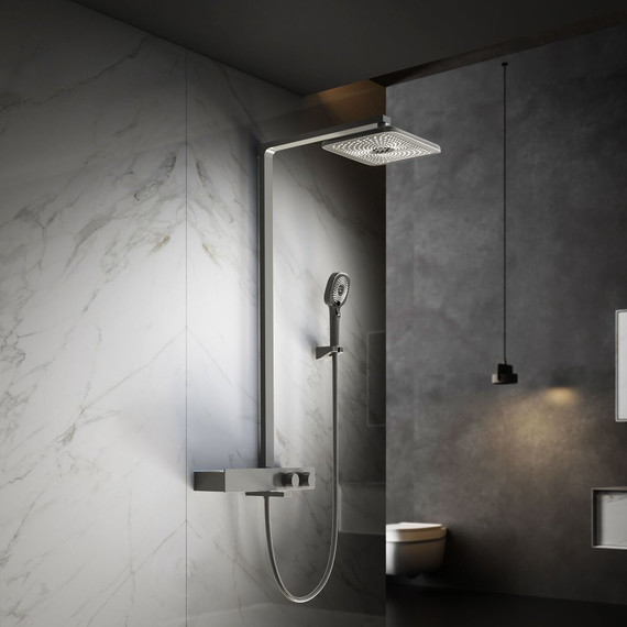 Душевая стойка с термостатом Vincea Inspire VSFS-3I13TGM, вороненая сталь - фото, картинка 2 Душевая стойка с термостатом Vincea Inspire VSFS-3I13TGM, вороненая сталь - фото 2