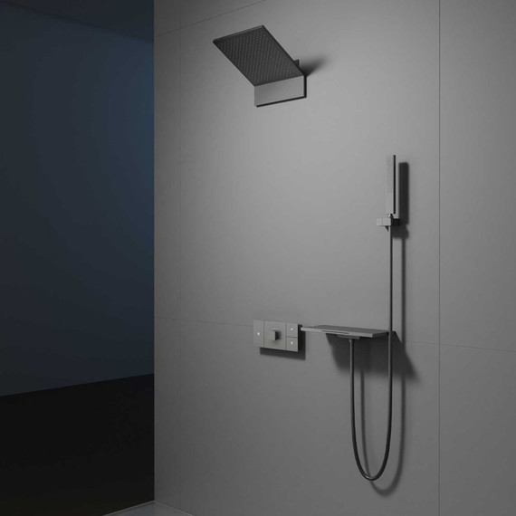 Душевая система для ванны с термостатом Vincea Futura VSFW-2F11TGM, вороненая сталь - фото 2