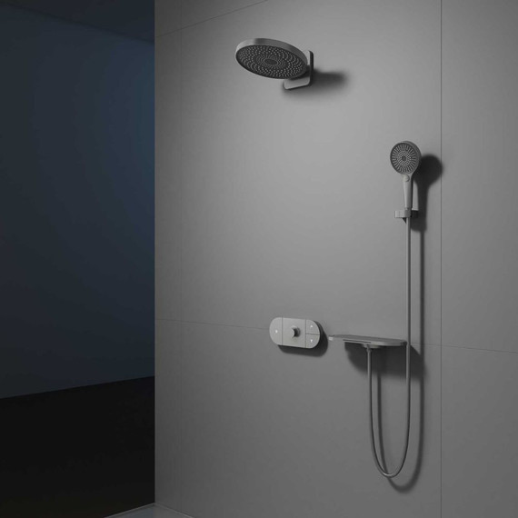Душевая система для ванны с термостатом Vincea Futura VSFW-2F12TGM, вороненая сталь - фото 3
