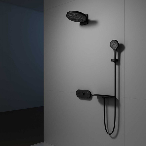 Душевая система для ванны с термостатом Vincea Futura VSFW-2F12TMB, черный - фото 2