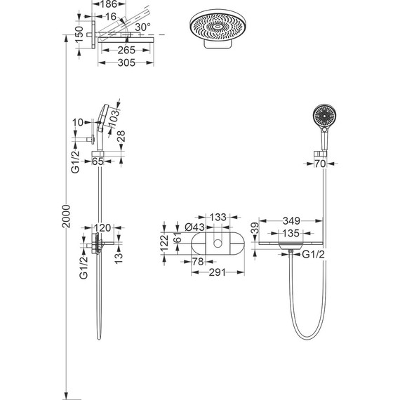 Душевая система для ванны с термостатом Vincea Futura VSFW-2F12TMW, белый - фото 3