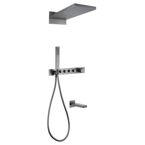 Душевая система для ванны с термостатом Abber Rund AF8753NG, никель - фото 