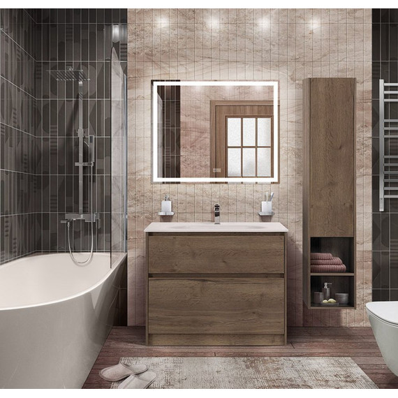 Тумба напольная с раковиной BelBagno KRAFT-1000-2C-PIA-RT 100 см, Rovere Tabacco (раковина BB1010/465-LV-VTR-BL) - фото 2
