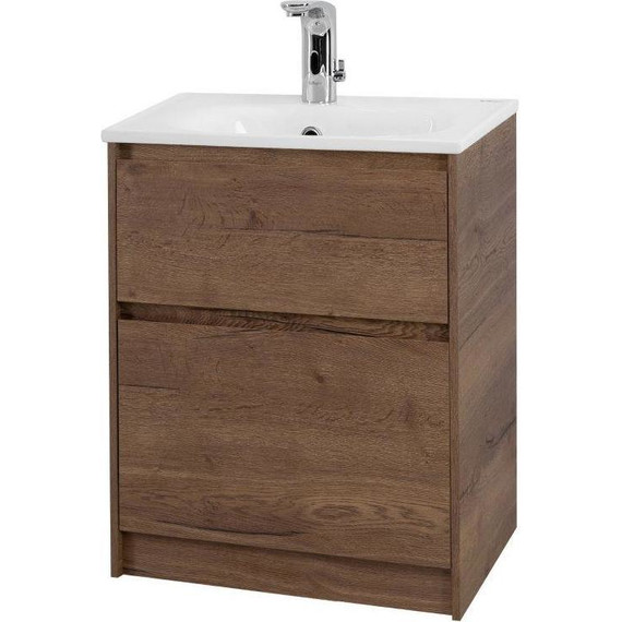 Тумба напольная с раковиной BelBagno KRAFT-600-2C-PIA-RT 60 см, Rovere Tabacco (раковина BB600ETL) - фото 2