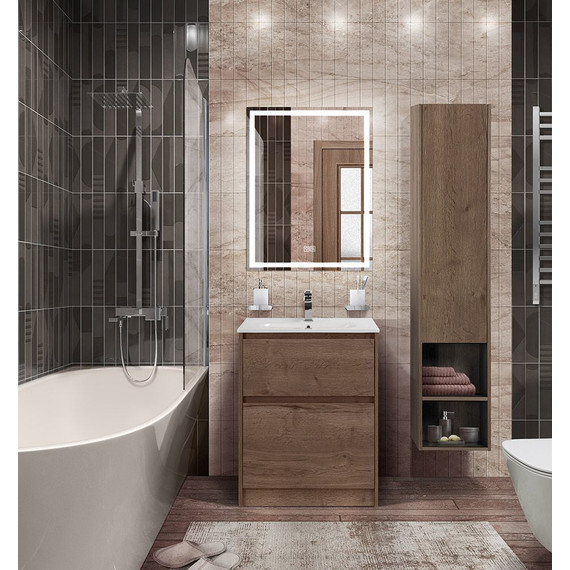 Тумба напольная с раковиной BelBagno KRAFT-600-2C-PIA-RT 60 см, Rovere Tabacco (раковина BB600ETL) - фото 3