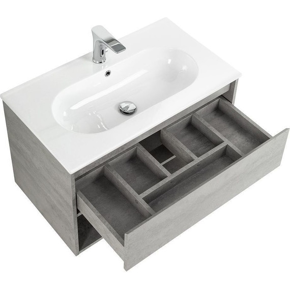 Тумба подвесная с раковиной BelBagno KRAFT-800-1C-SO-CG 80 см, Cemento Grigio - фото 3
