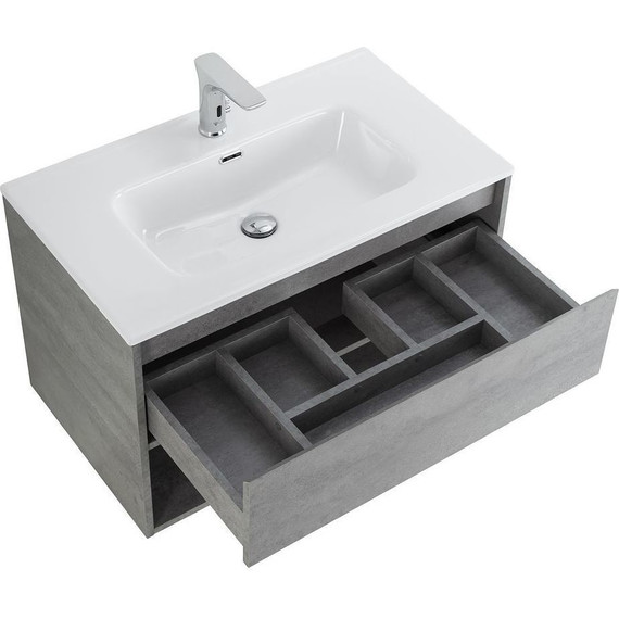 Тумба подвесная с раковиной BelBagno KRAFT-800-1C-SO-CG 80 см, Cemento Grigio - фото 8