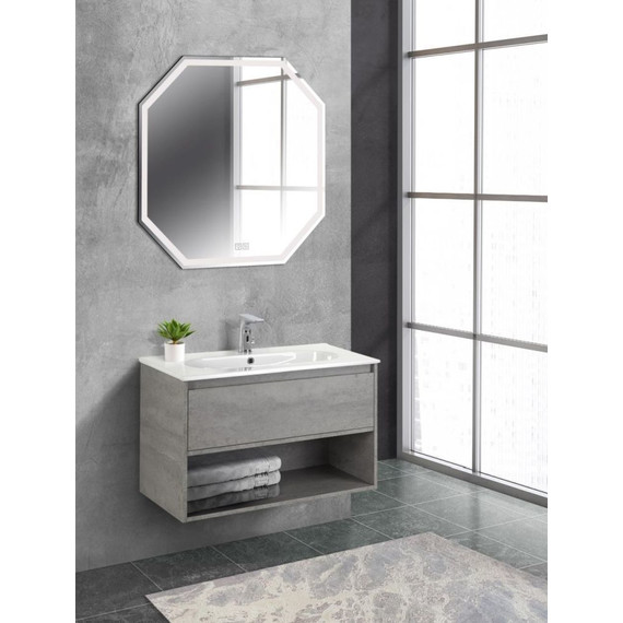 Тумба подвесная с раковиной BelBagno KRAFT-800-1C-SO-CG 80 см, Cemento Grigio - фото 9
