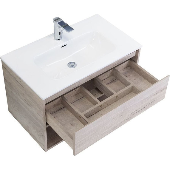 Тумба подвесная с раковиной BelBagno KRAFT-800-1C-SO-RGB 80 см, Rovere Galifax Bianco - фото 4