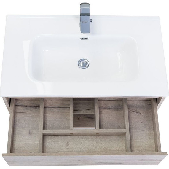 Тумба подвесная с раковиной BelBagno KRAFT-800-1C-SO-RGB 80 см, Rovere Galifax Bianco - фото 5