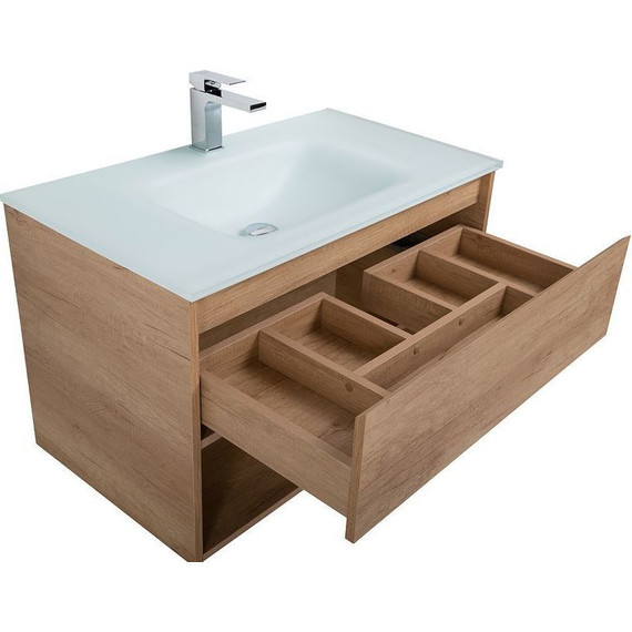 Тумба подвесная с раковиной BelBagno KRAFT-800-1C-SO-RNN 80 см, Rovere Nebrasca Nature - фото 10