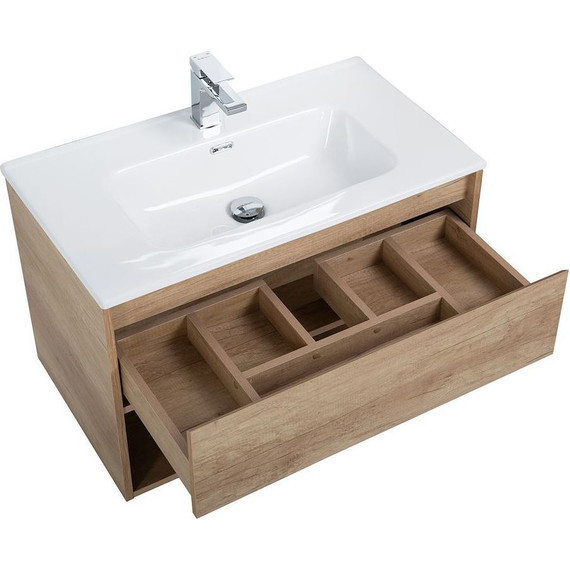 Тумба подвесная с раковиной BelBagno KRAFT-800-1C-SO-RNN 80 см, Rovere Nebrasca Nature - фото 11