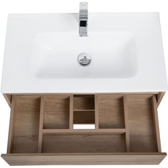 Тумба подвесная с раковиной BelBagno KRAFT-800-1C-SO-RNN 80 см, Rovere Nebrasca Nature - фото 12