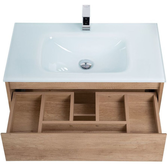 Тумба подвесная с раковиной BelBagno KRAFT-800-1C-SO-RNN 80 см, Rovere Nebrasca Nature - фото 4