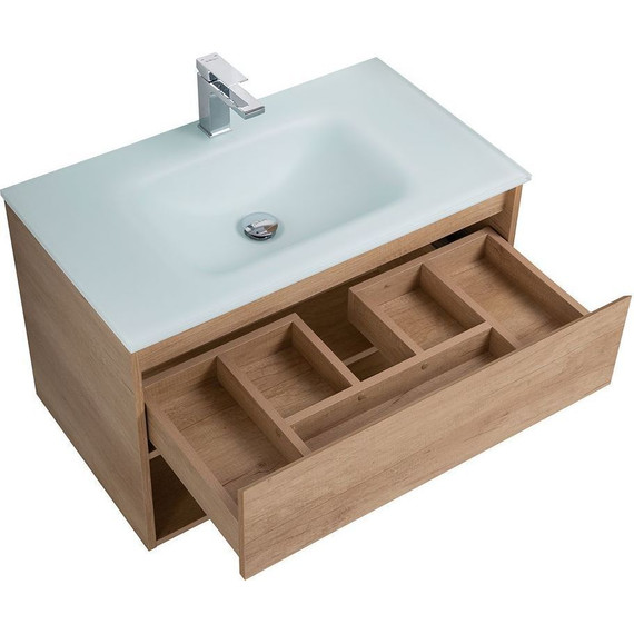 Тумба подвесная с раковиной BelBagno KRAFT-800-1C-SO-RNN 80 см, Rovere Nebrasca Nature - фото 7