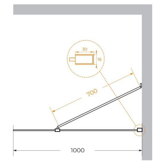 Душевая перегородка Cezares 100 см LIBERTA-L-1-TB-100-C-Cr (стекло 8 мм) хром/прозрачное - фото 7