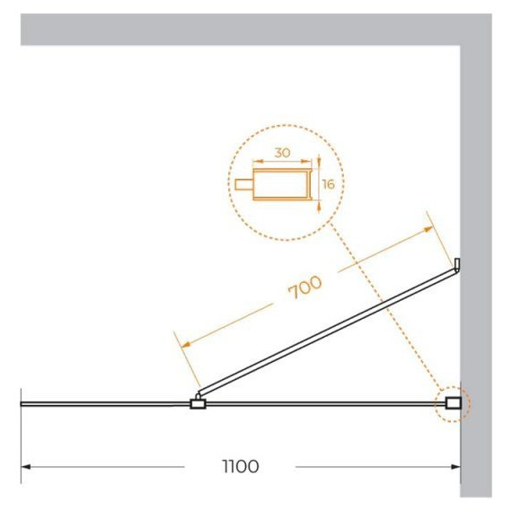 Душевая перегородка Cezares 110 см LIBERTA-L-1-TB-110-C-NERO (стекло 8 мм) черный/прозрачное - фото 5