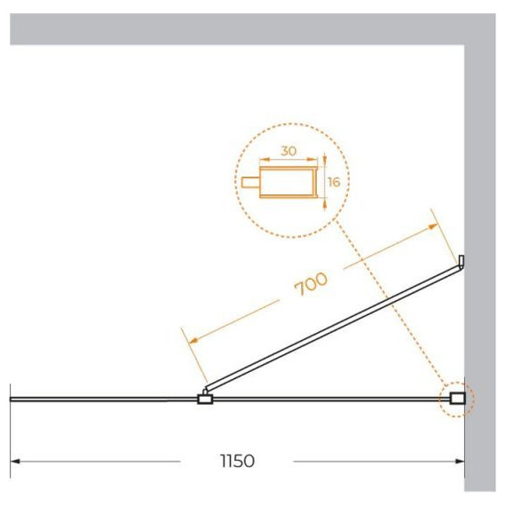 Душевая перегородка Cezares 115 см LIBERTA-L-1-TB-115-C-NERO (стекло 8 мм) черный/прозрачное - фото 5