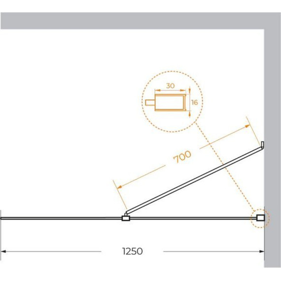 Душевая перегородка Cezares 125 см LIBERTA-L-1-TB-125-C-Cr (стекло 8 мм) хром/прозрачное - фото 7